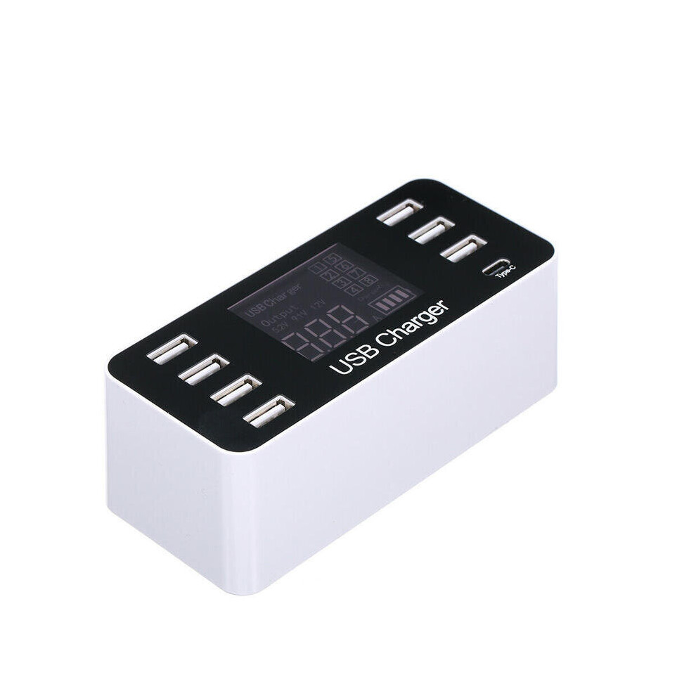 40W 7 Usb Type-C Charger Lcd Screen Desktop Fast Charging Station Charger Au Plug 840079356598