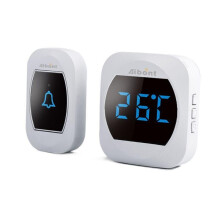 Smart Temperature Wireless Waterproof Doorbell 45 Chimes 200M Long Range Real-time Thermometer WHITE