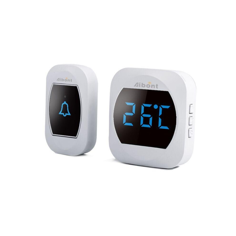 Smart Temperature Wireless Waterproof Doorbell 45 Chimes 200M Long Range Real-Time Thermometer White 4151093607440