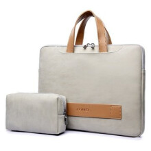 13.3 inch Portable Laptop Bag Waterproof PU Leather Laptop Case Casual Business Handbag for Men and Women GRAY