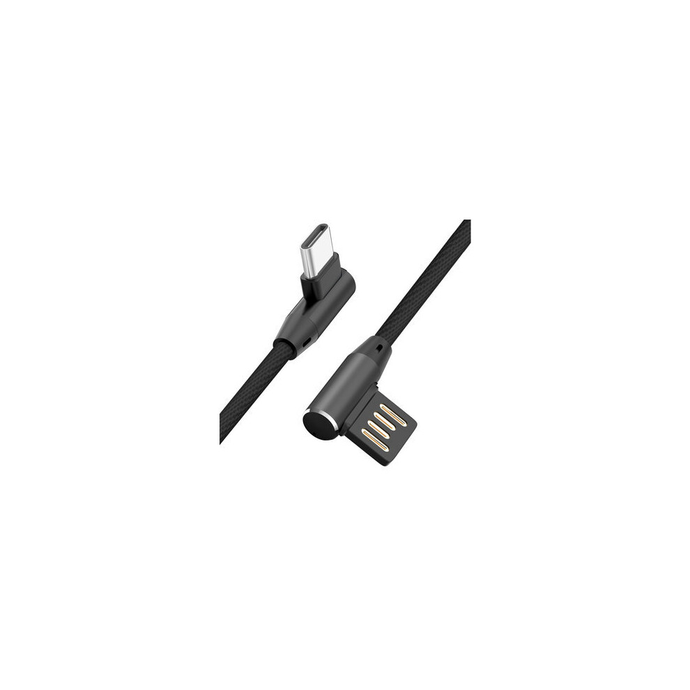 90 Degree Reversible 2.4A Type C Charging Data Cable 3.28Ft/1M For Xiaomi Mi A2 Pocophone F1 Color Black 6901722550986