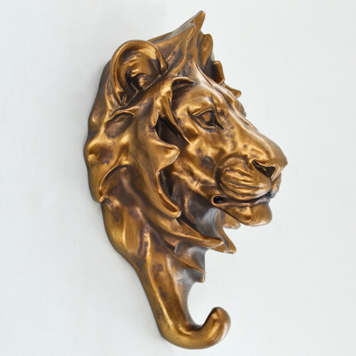Large Bronze Effect Coat Hook | Lion | Wall Art & Hook 1