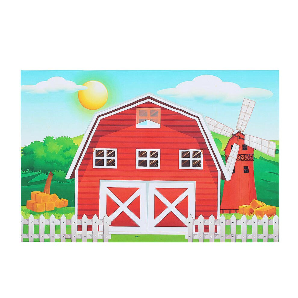 Photography Backgrounds Photo Studio Props Cartoon Farm Animals Birthday Party Backdrop Red 840079085245