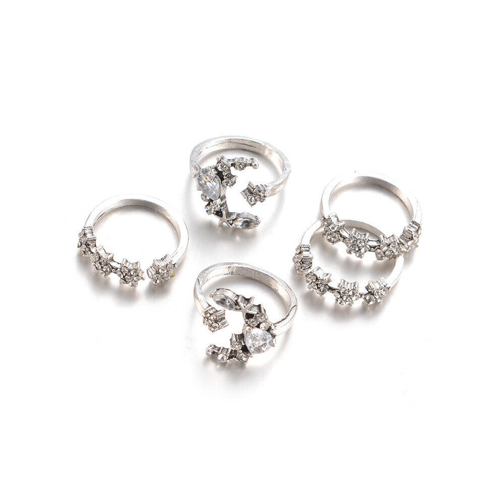 4SET Fashion Ring Sets Bohemian Finger Ring Simple Moon Star Rhinestones Knuckle Rings for Women-image-OPC-P79CJ8C-NEW