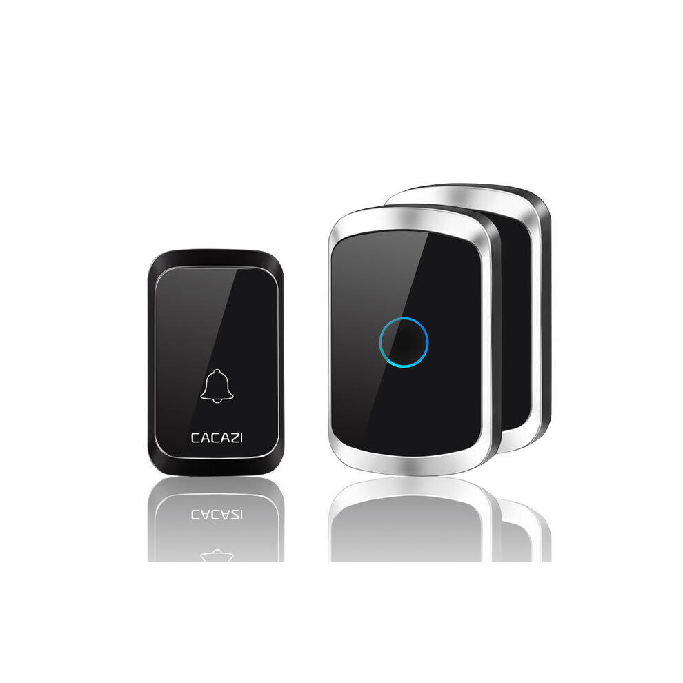 A50 Wireless Music Doorbell Waterproof Battery 1 Button 2 Receiver Home Bell Wireless Ring Bell Chime black