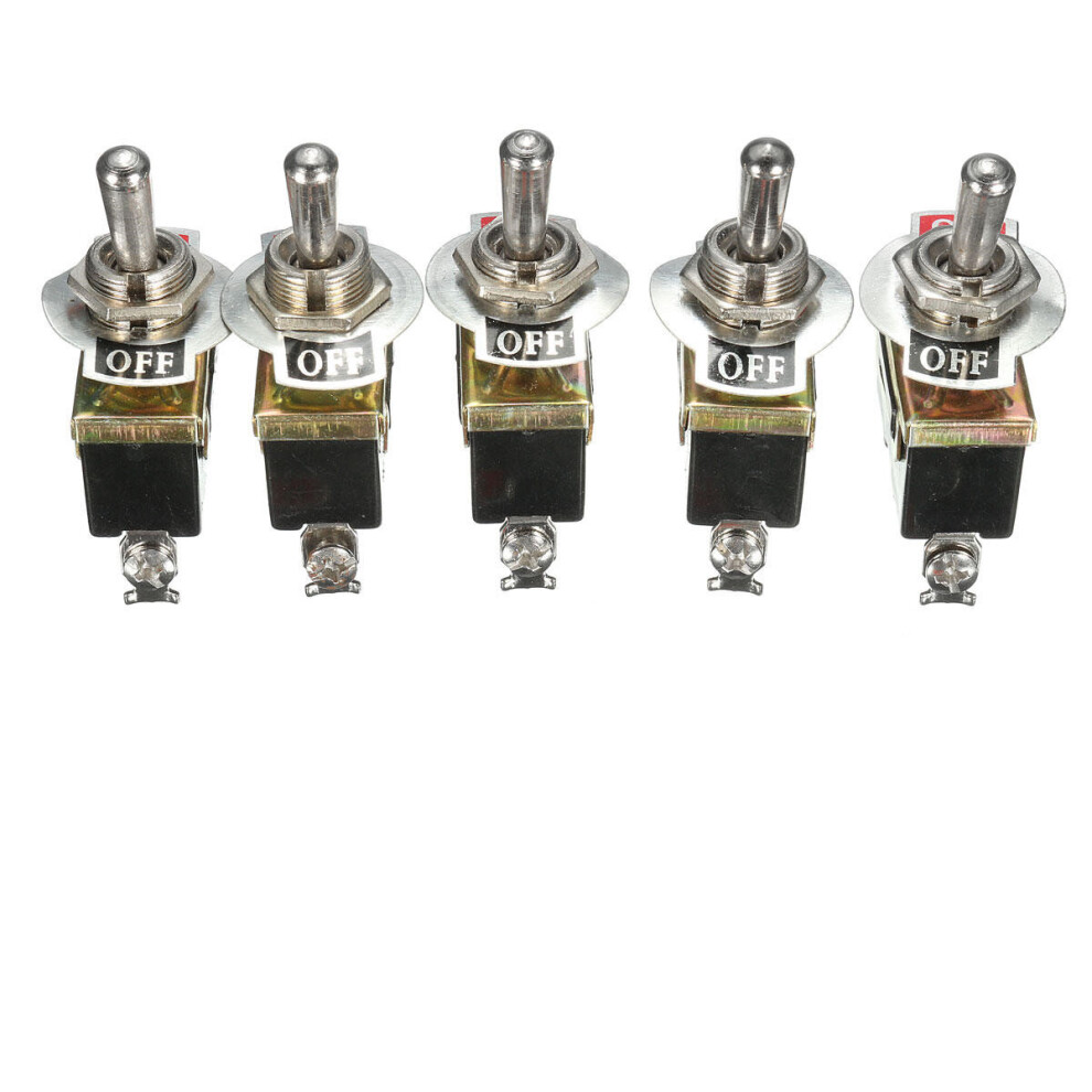 5Pcs Spst 2Pin Heavy Duty 15A 250V On/Off Rocker Toggle Switch Waterproof Boot 869692632339