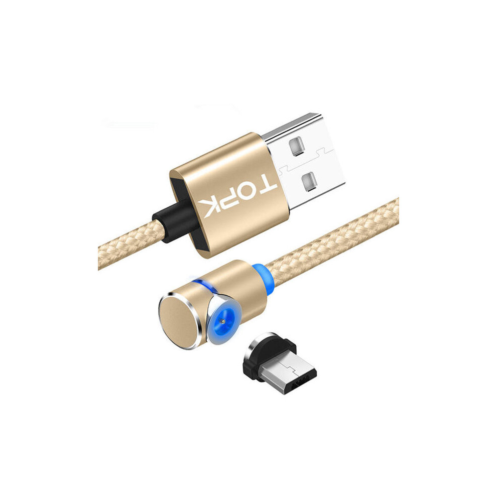 L-Line 90 Degree Angle Micro Usb Magnetic Braided Fast Charging Data Cable 1M For Phone Tablet Color Gold 6901722551693