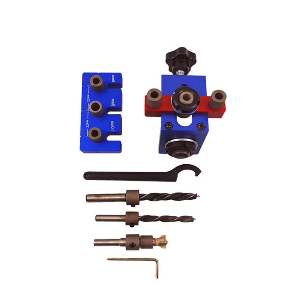 X150 Three-In-One Woodworking Dowelling Jig Kit Adjustable Drilling Guide Puncher Locator Carpentry Tools Wrench Furniture Positioner 8651954789040