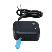 0V-30V Waterproof LCD Display USB Charger Voltmeter Water Temperature Gauge 12V Volt Voltage For Motorcycle UTV ATV Electric Scooter