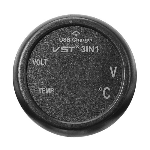 3 in 1 Car Thermometer Car Voltage Detection Table USB Port Charging 2