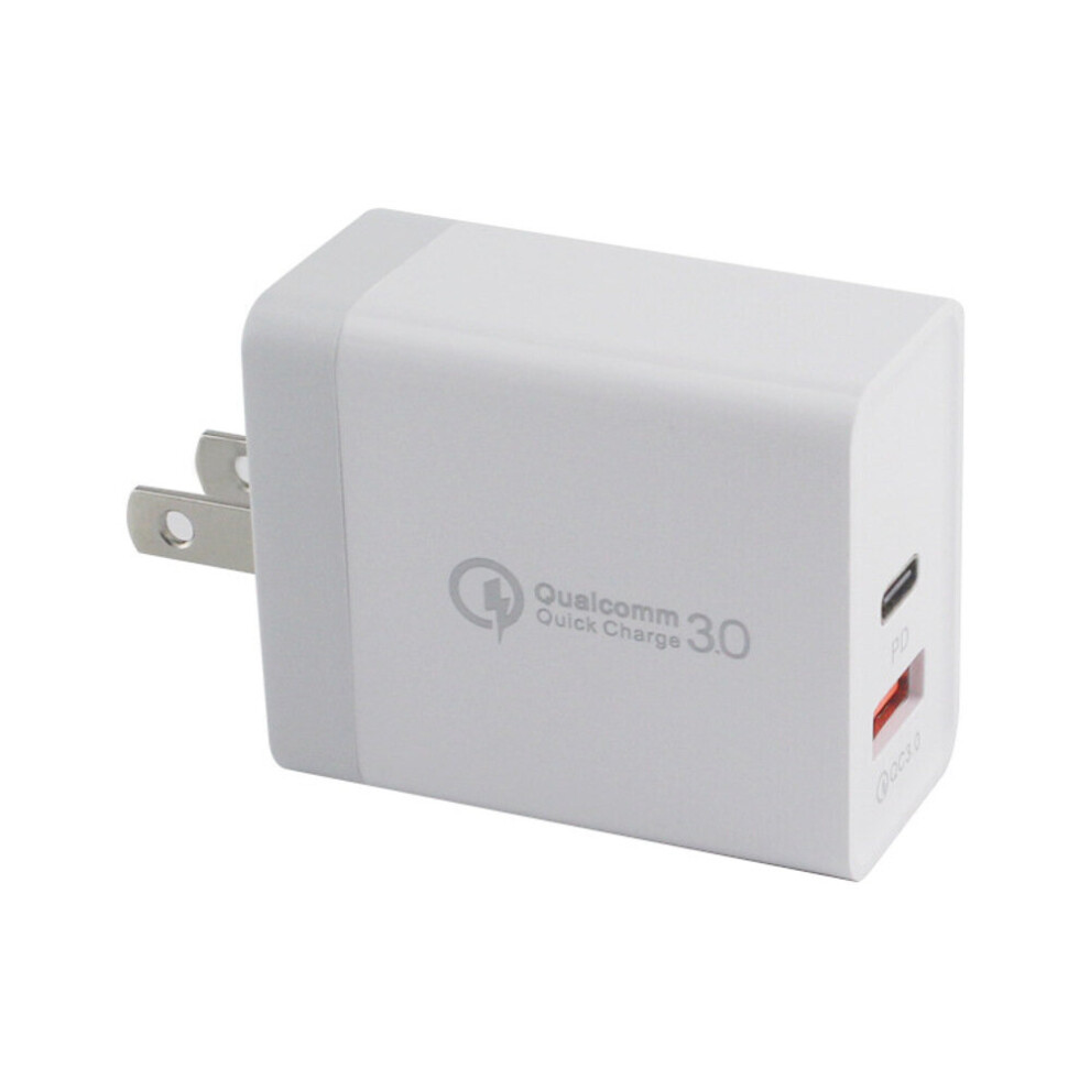 36W Dual Usb Type C Pd+Qc3.0 Quick Charger Power Adapter For Smartphone Tablet White 4151093655021