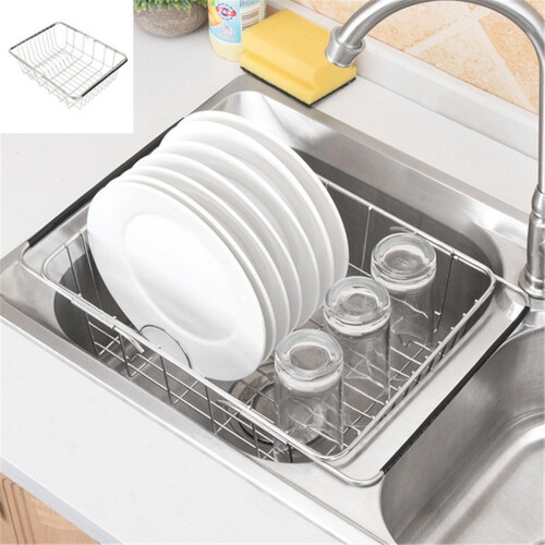 Adjustable Over Sink Dish Drying Rack Stainless Steel Kitchen Storage Organizer 2