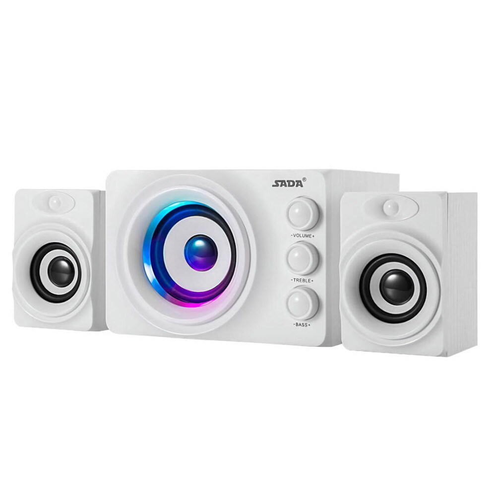Q2 Bluetooth 2.1 Channel Stereo Bass Computer Speaker Wooden Loundspeaker Support U Disk Tf Card Input White 7082497831452