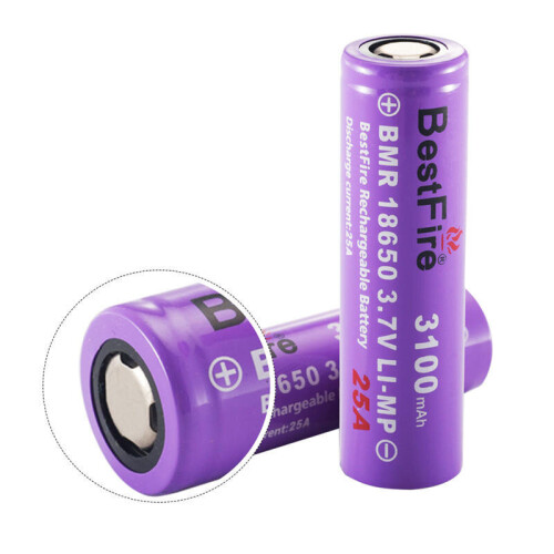 2Pcs 18650 Batterij 3100mAh 25A 3.7V Oplaadbare Lithiumbatterij 1