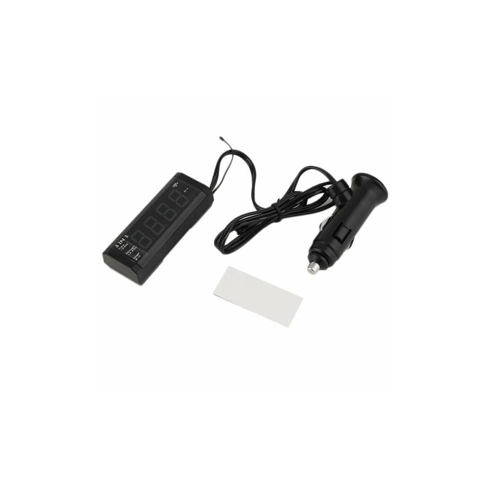 2 Pcs Digital Auto Car Thermometer Voltmeter Voltage Meter Tester Monitor Lcd Display Clock 5202984944737