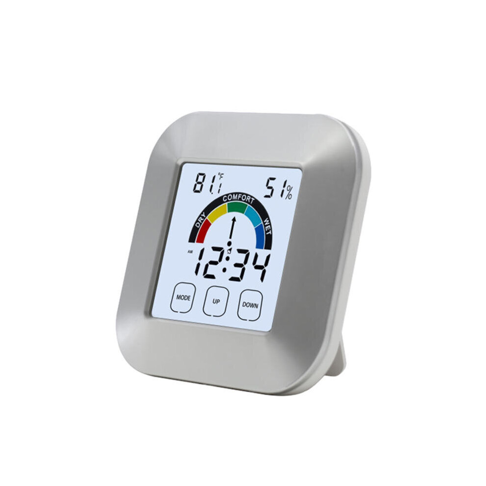 Indoor Thermometer Hygrometer Timer Clock Smart Digital Temperature Humidity Tester Backlight With Touch Screen 840079352460