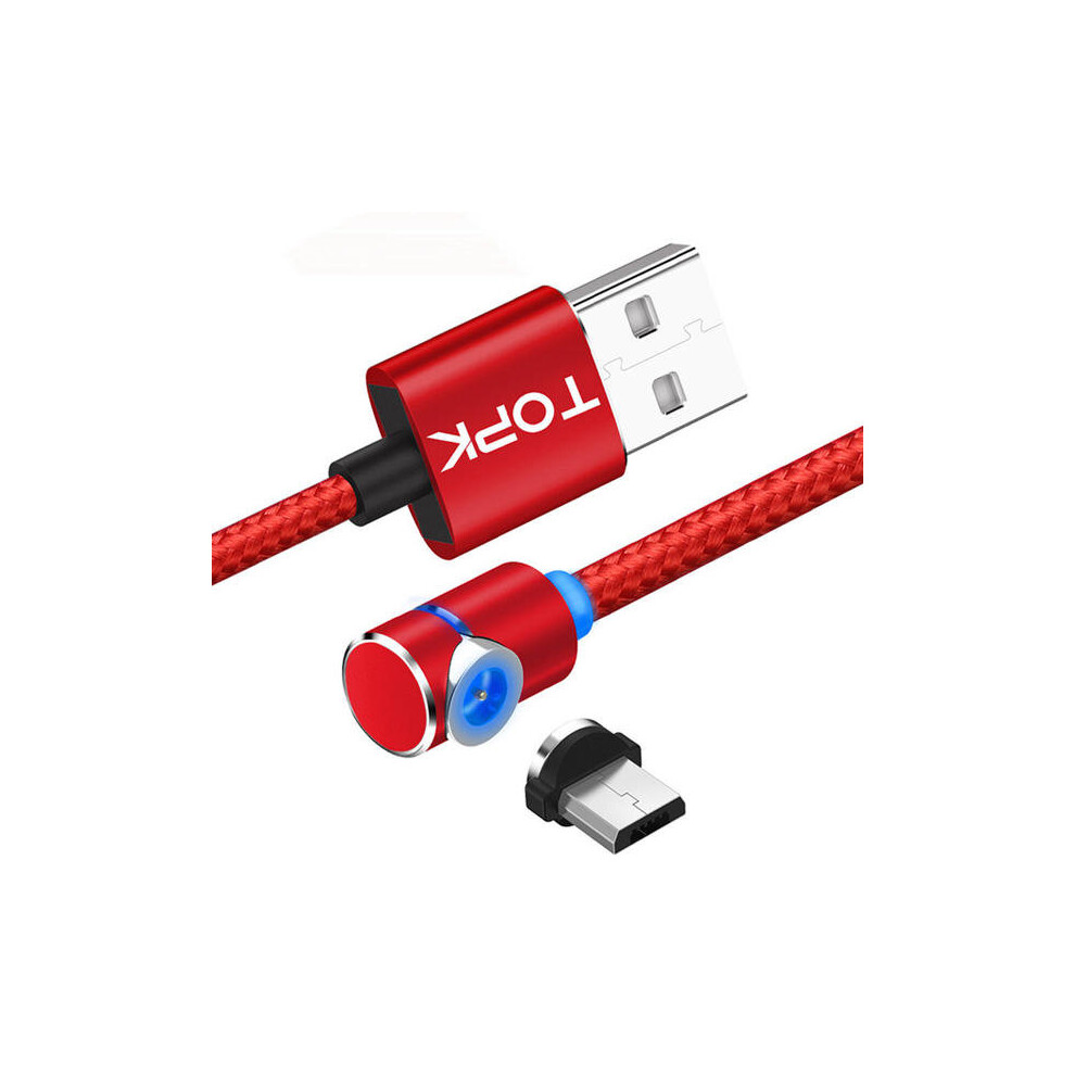 L-Line 90 Degree Angle Micro Usb Magnetic Braided Fast Charging Data Cable 1M For Phone Tablet Color Red 4191026564556