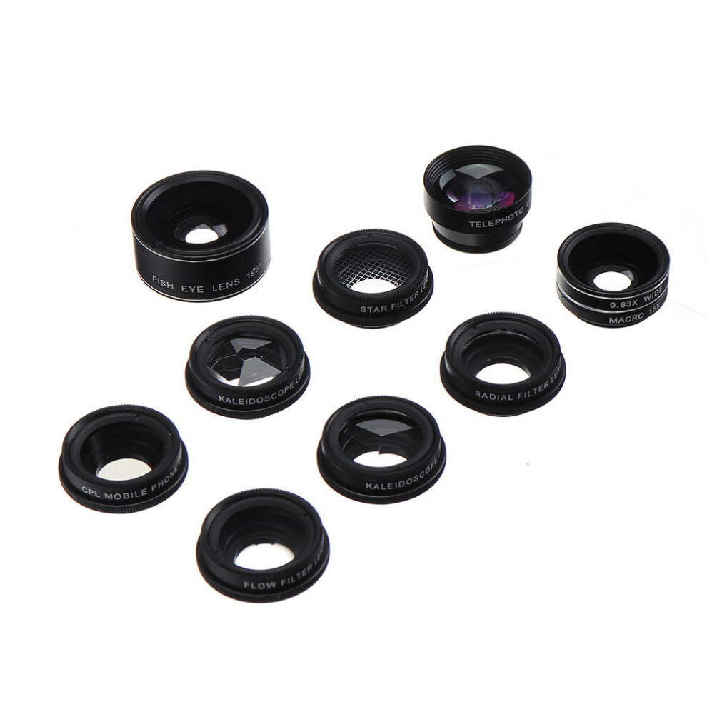 L-1001 10 In 1 Fisheye Macro Wide Angle Cpl Star Kaleidoscope Telephoto Radial Filter Lens For Smartphone Photography 4151093600939