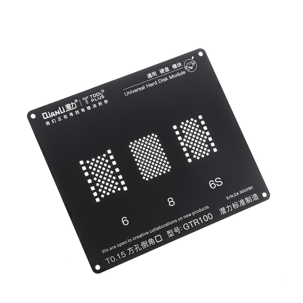 Hard Disk Module Nand Gtr100 Bga Reballing Stencil Plant Tin Steel Net Repair Tool For Iphone 6/6S/6Sp/7G/7P/8G/8P Black 8651936566744