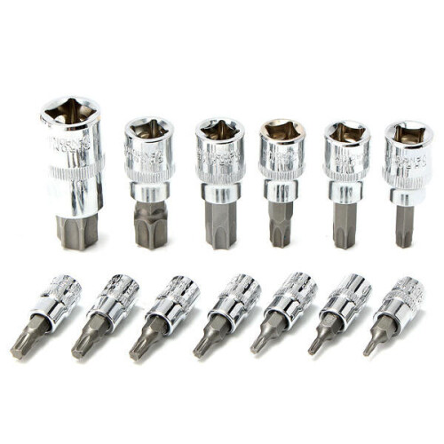 1Set 13pcs Security Tamper Proof Torx Star Bit Socket Set 1/4 3/8 1/2 Inch Drive With Case 2