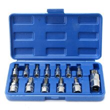 1Set 13pcs Security Tamper Proof Torx Star Bit Socket Set 1/4 3/8 1/2 Inch Drive With Case