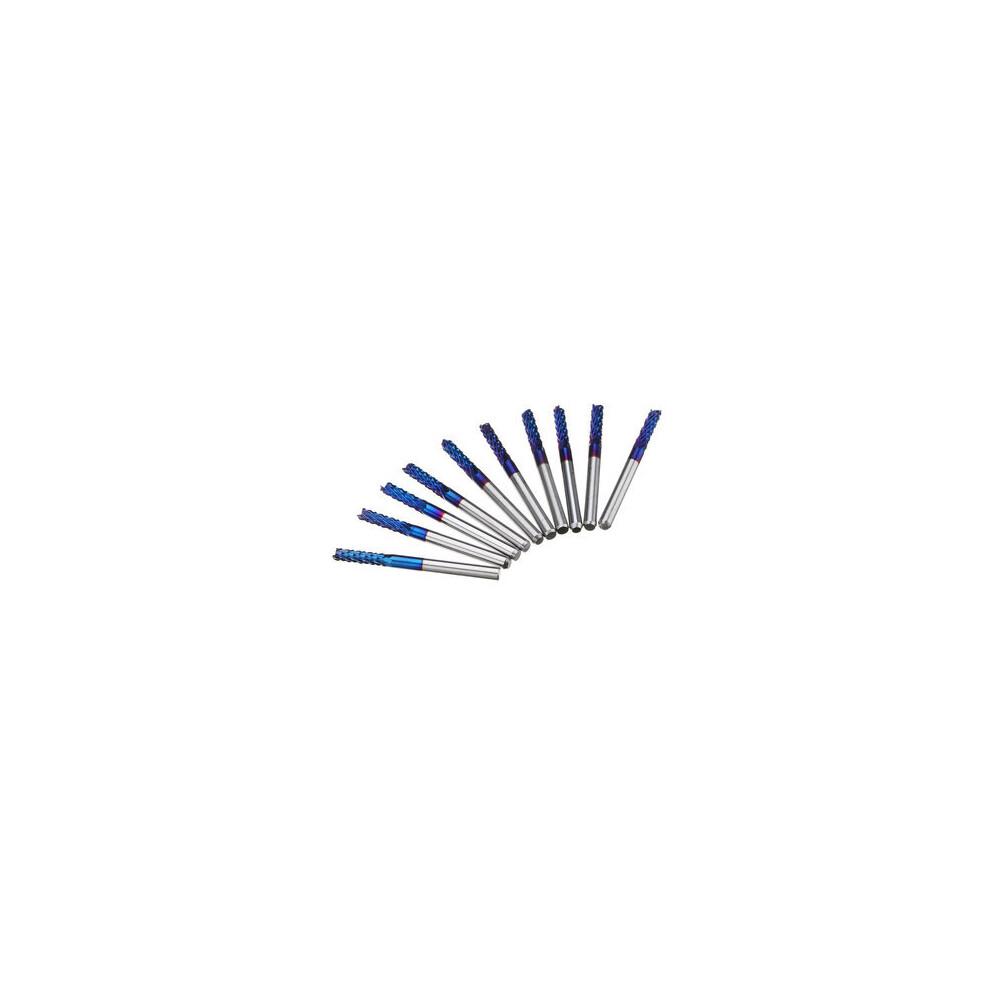 10Pcs 3.175Mm Blue Naco Coated Pcb Bits Carbide Engraving Milling Cutter For Cnc Tool Rotary Burrs 840079088062