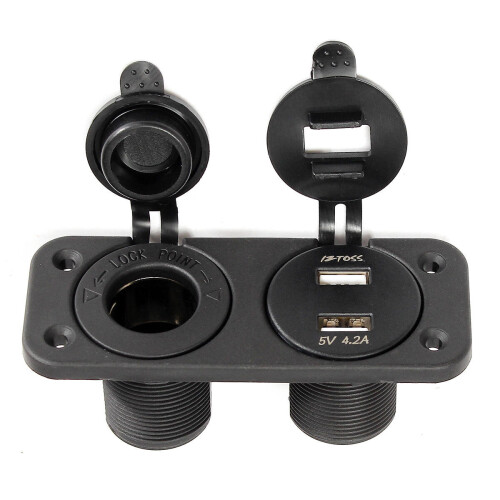 12-24V Dual Usb Car Charger Adapter + LED Volt Meterr + Socket