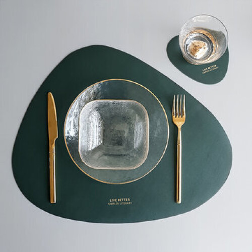 Kitchen Placemats Coasters Dining Table Bowl Cup Mats PU Leather Washable 2