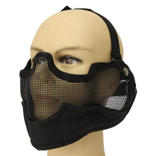 Steel Paintball Airsoft CS War Game Half Face Mesh Protection Mask 2