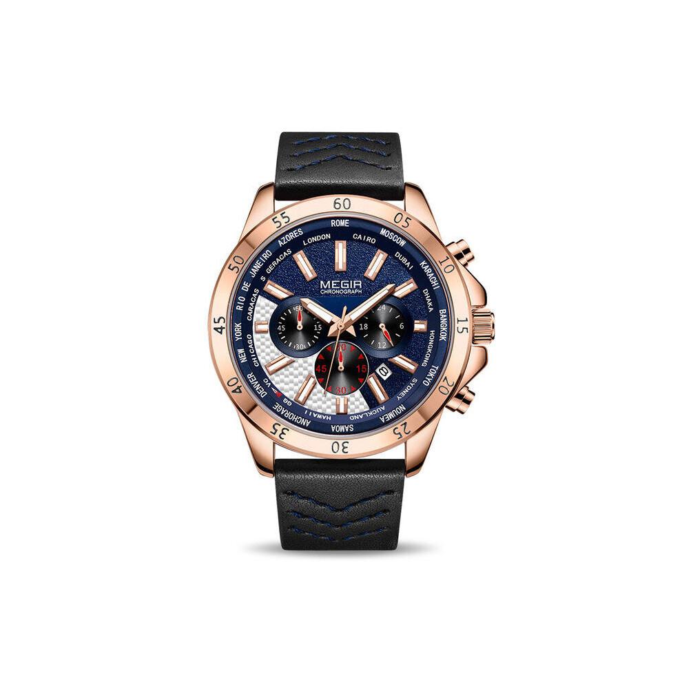 2103 Military Chronograph Calendar Luminous Men Wrist Watch Leather Strap Quartz Watch-image-OPC-P79CNYB-NEW