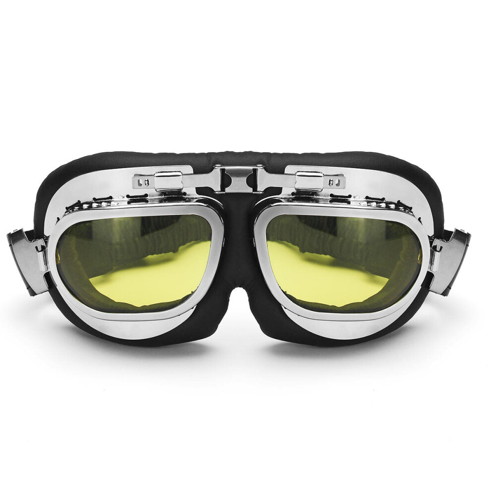 Motorcycle Goggles Vintage Motocross Classic Glasses Retro Pilot Cruiser Steampunk Atv Bike Glasses Black 5202984972693