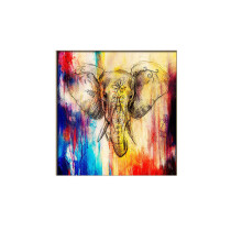 2PCS Hand Painted Oil Paintings Elephant Head Paintings Wall Art For Home Decoration