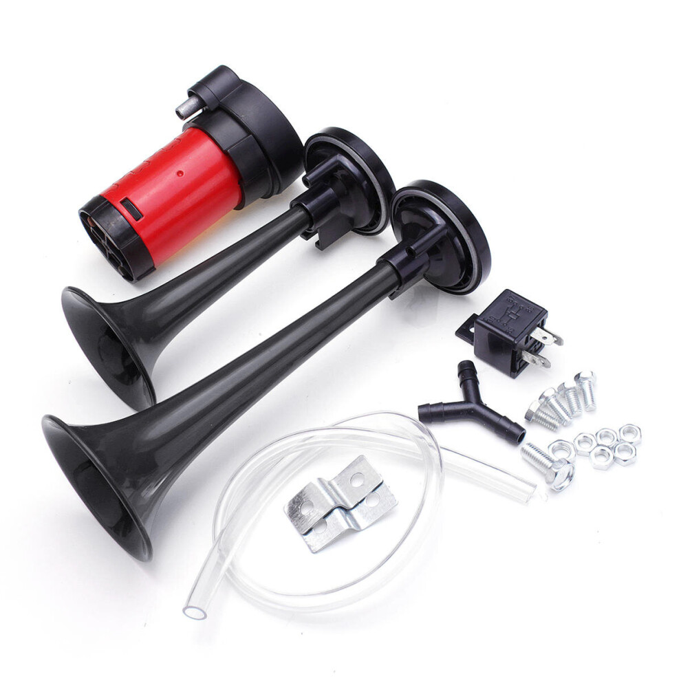 178Db 12V Compressor Air Horn Kit Trumpets Dukes Car Truck Black 5202984938736