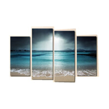 Hand Painted Four Combination Decorative Paintings Blue Sea Wall Art For Home Decoration