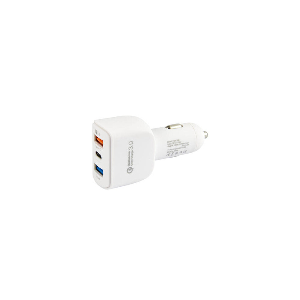 Qc3.0 Type-C Fast Car Charger With 2 Usb Ports For Iphonex Xr Mi8 Pocophone F1 Oneplus 6T S9 Black/White 4191026560442