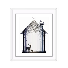 3 pcs Hand Painted Oil Paintings Simple Style-A Deer Family Wall Art For Home Decoration Painting