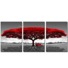 Hand Painted Three Combination Decorative Paintings Redwood tree Wall Art For Home Decoration