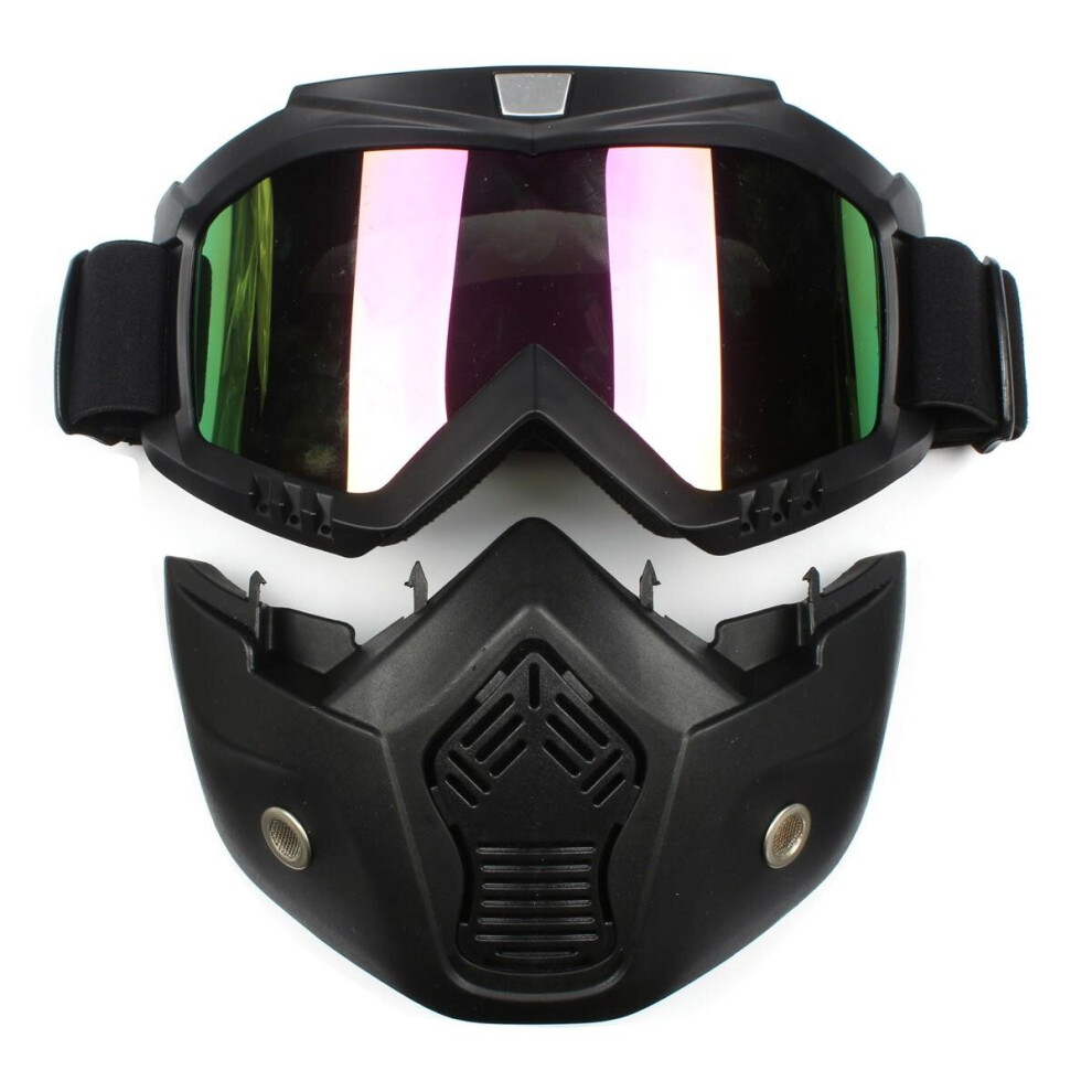 Detachable Modular Helmet Face Mask Shield Goggles Colorful Lens Motorcycle Bike 5202984948643