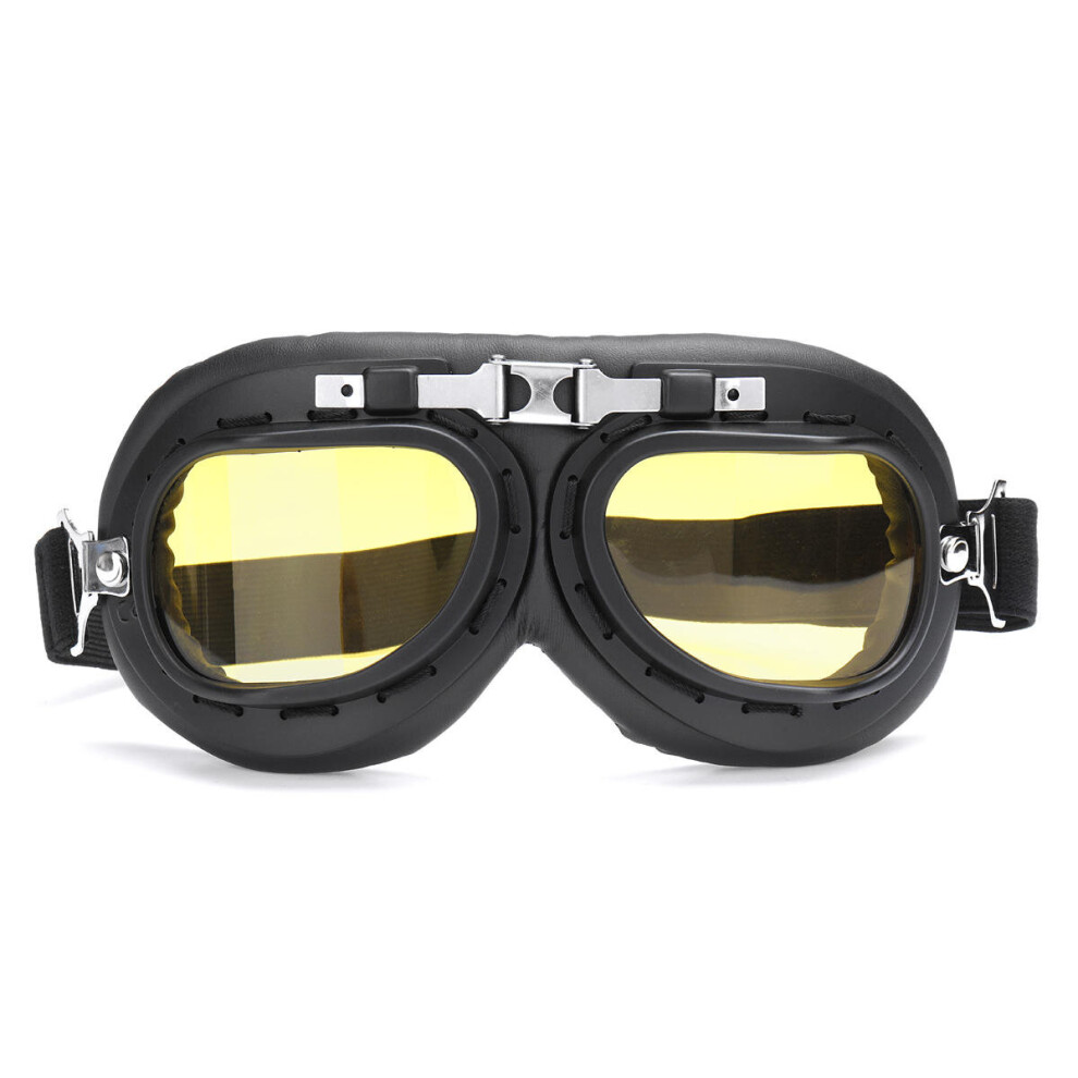 Windproof Retro Helmet Goggles Motorcycle Skiing Scooter Atv Flying Eyewear Glasses Color Yellow 5202984958499