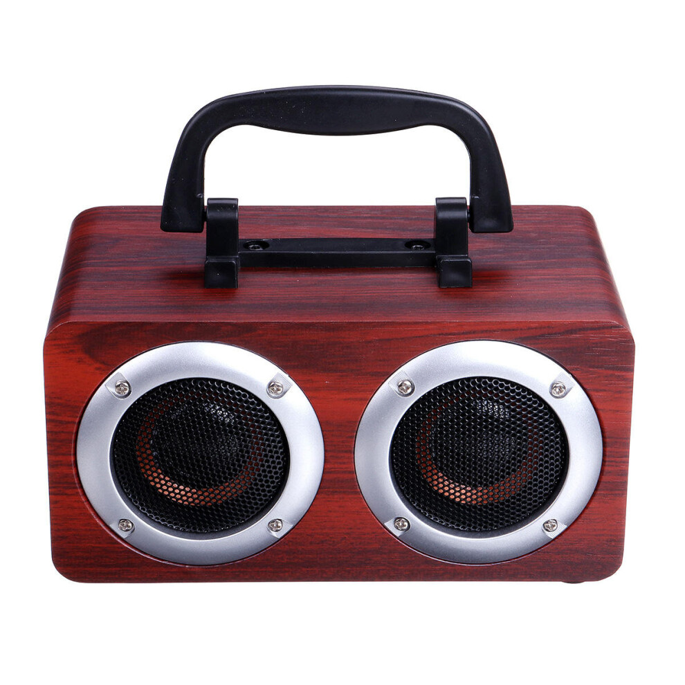 W5b Wooden Wireless Bluetooth Speaker Dual Units Stereo Bass Tf Card Aux Speaker With Mic 6441594711981