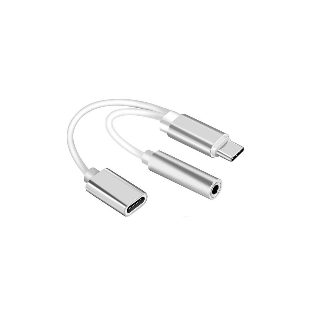 5Pcs 2 In 1 Type C 3.5Mm Cellphone Tablet Cable Audio Jack Headphone Adapter Silver 4191026555257