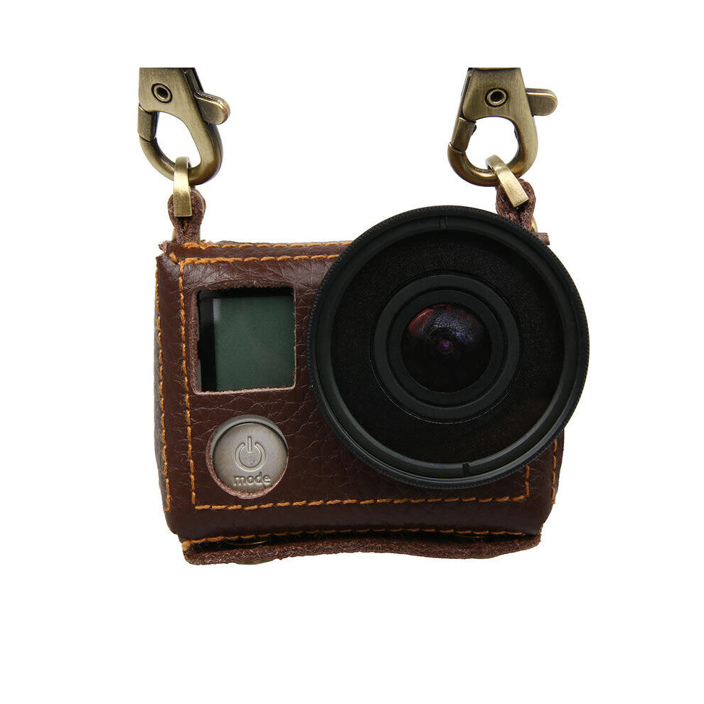 Portable Leather Case Cover Bag For Action Camera Gopro Hero 4 With 40.5Mm Uv Lens Silver 4151093610365
