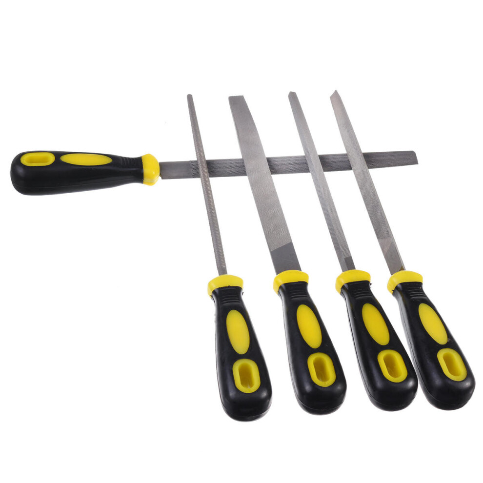 5Pcs 8Inch Engineers File Set Soft Grip For Metal Round Flat Triangular Square File 814730368862