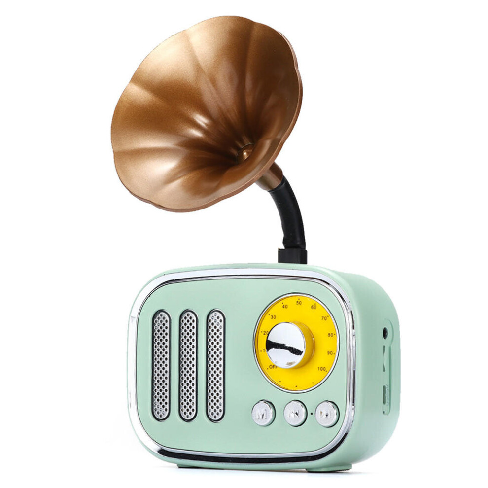 5W Phonograph Bluetooth Speaker Support Aux Play Tf Card Play Fm Radio Green 7082497832114
