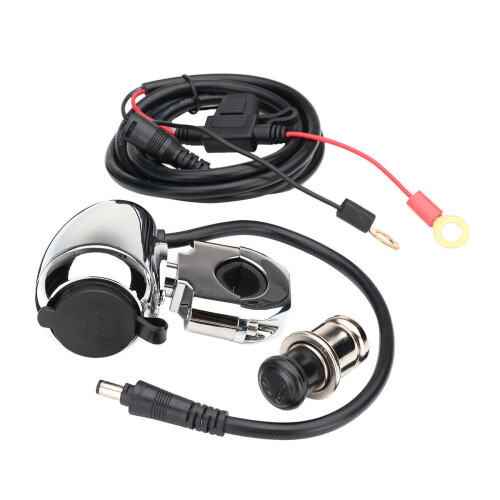 1inch Handlebar Socket USB Power Point Charger Metal 12V For Harley 2