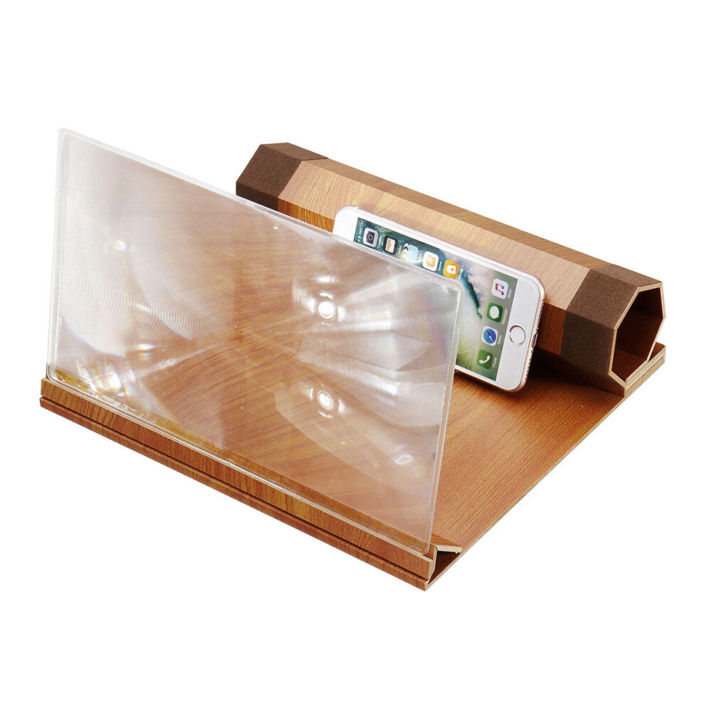Universal 12 Inches Wooden Foldable Screen Magnifier Image Enlarge Desktop Holder For Mobile Phone 6441594712483