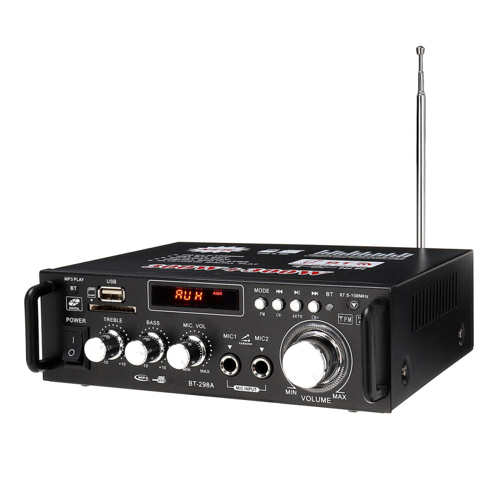 Bt-298A110v 12V Hifi Bass Car Audio Stereo Power Amplifier Bluetooth Fm Radio 2Ch 600W Led Diaplay Support Fm Aux Sd For Car Home 4191026510379