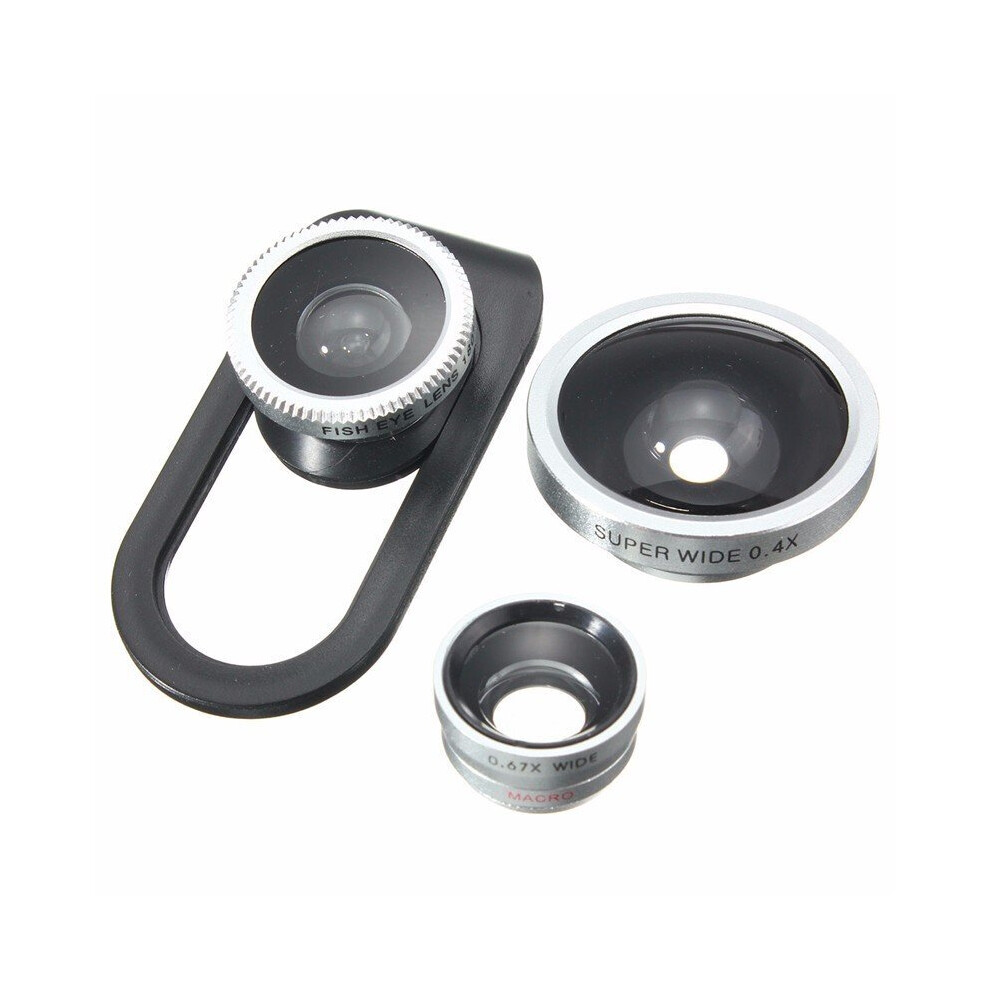 Universal 4 In 1 Clip On Camera Lens Kit Fisheye Wide Angle Macro For Cell Phone Black 4151093612598