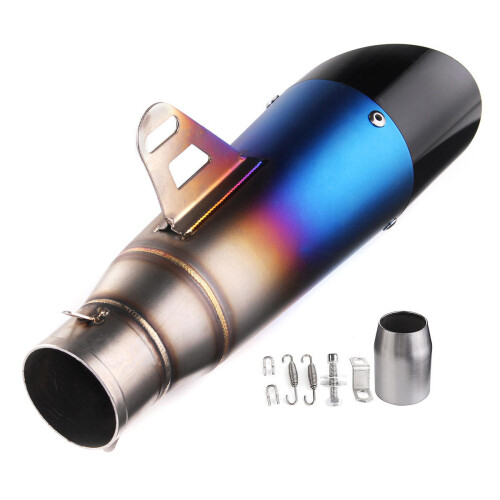 38~51mm Double-Deck Outlet Modified Motorcycle Exhaust Muffler Pipe Stainless 1
