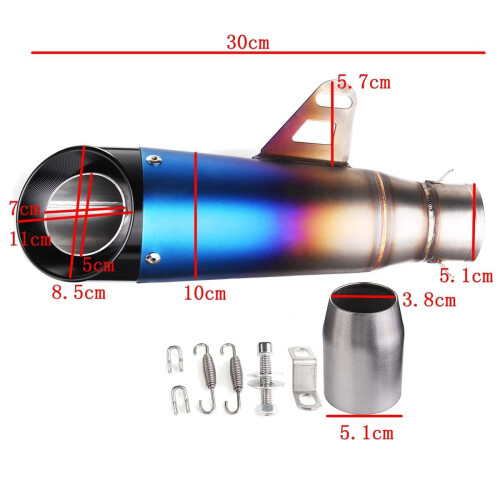 38~51mm Double-Deck Outlet Modified Motorcycle Exhaust Muffler Pipe Stainless 2